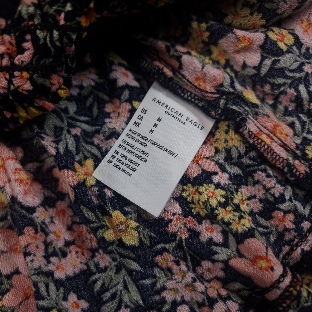 American Eagle Womens M Floral Mini Skirt Ruffle Boho Elastic Waist Pull On - Picture 4 of 8